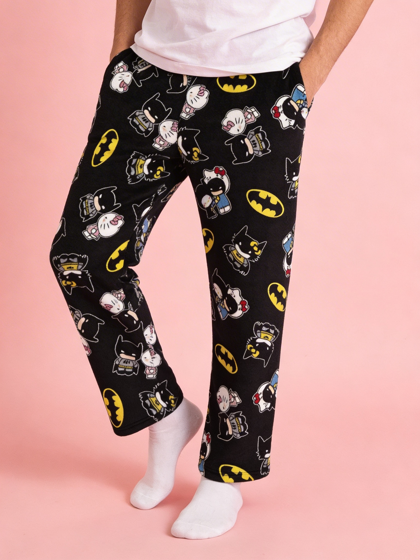 Spodnie piżamowe Batman X Hello Kitty – czarne