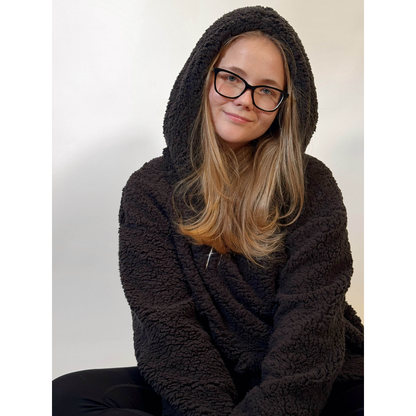 Hello Kitty Fluffy Oversized Hoodie -Czarna/Black 