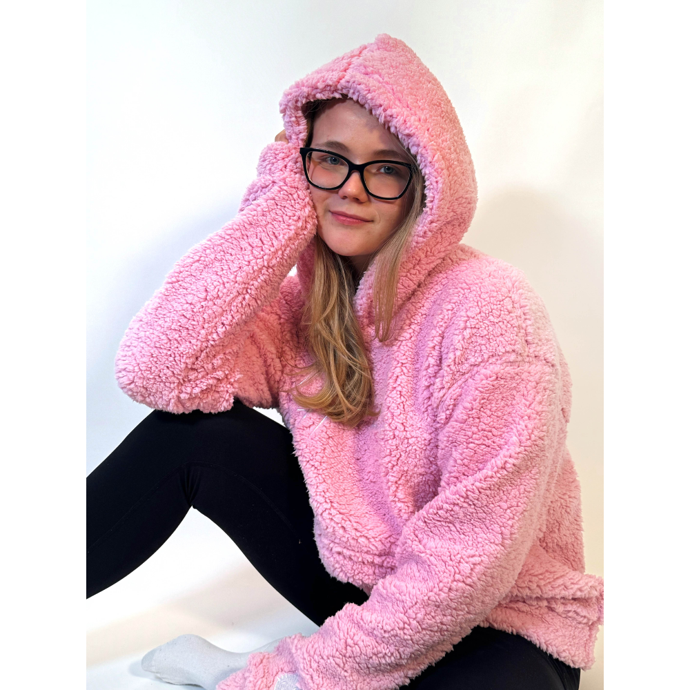 Hello Kitty Fluffy Oversized Hoodie – różowa