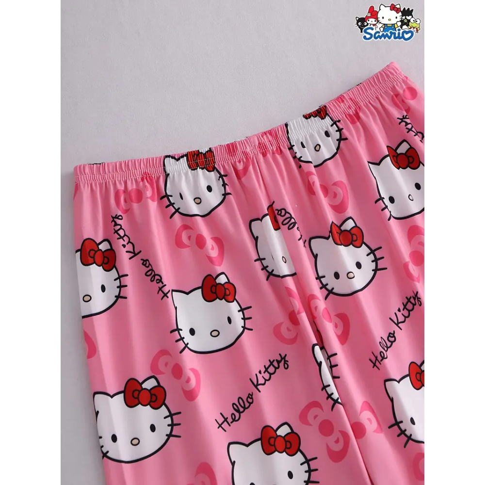 Letnie spodnie piżamowe Hello Kitty – różowe