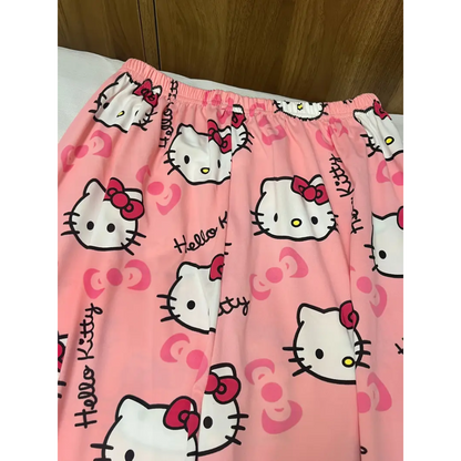 Letnie spodnie piżamowe Hello Kitty – jasnoróżowe