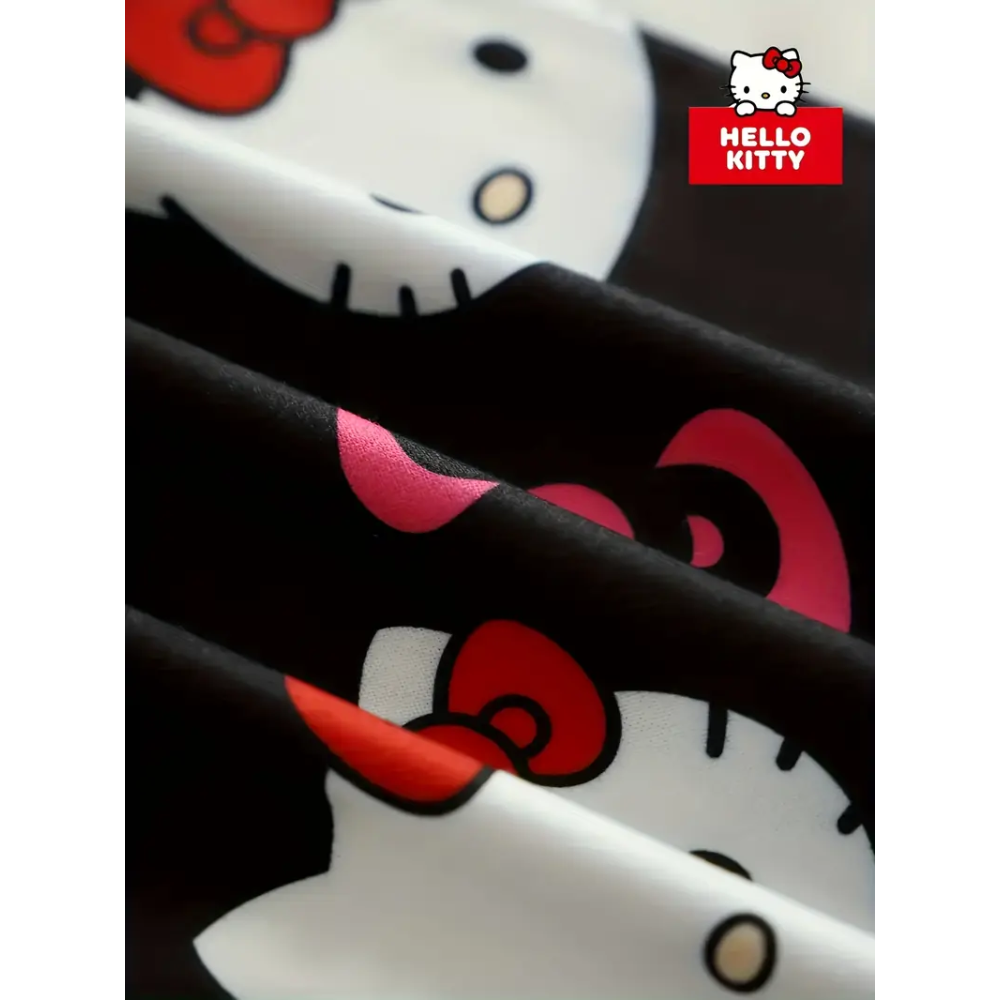 Letnie spodnie piżamowe Hello Kitty – czarne