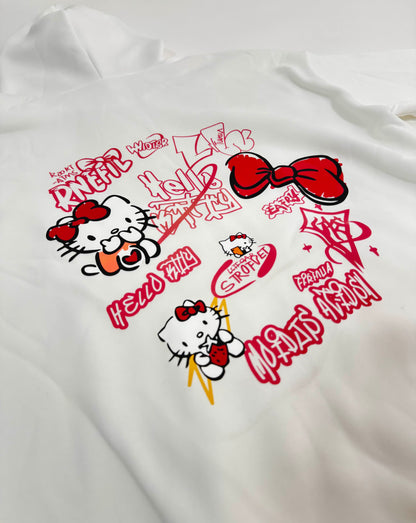 Bluza Hello Kitty z grafiką w kolorze białym
