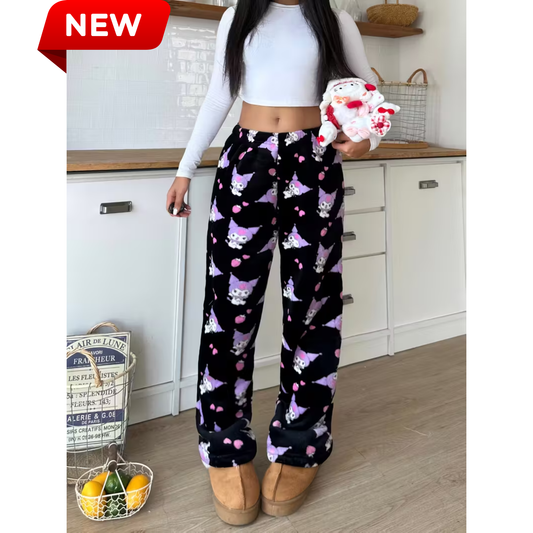 Spodnie piżamowe Kuromi – czarne