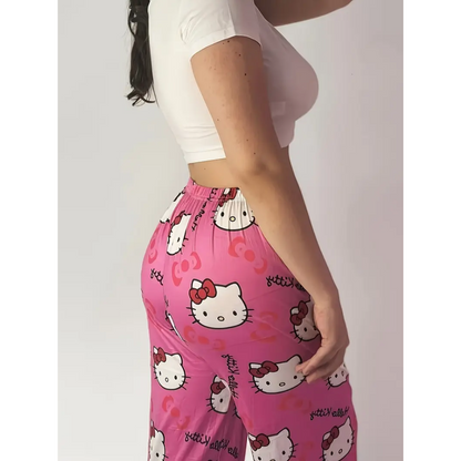Letnie spodnie piżamowe Hello Kitty – różowe