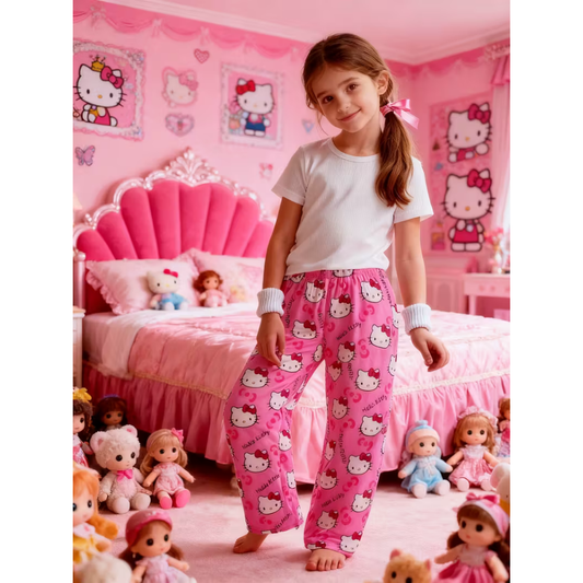 Spodnie piżamowe Hello Kitty – różowe (DZIECIĘCE)