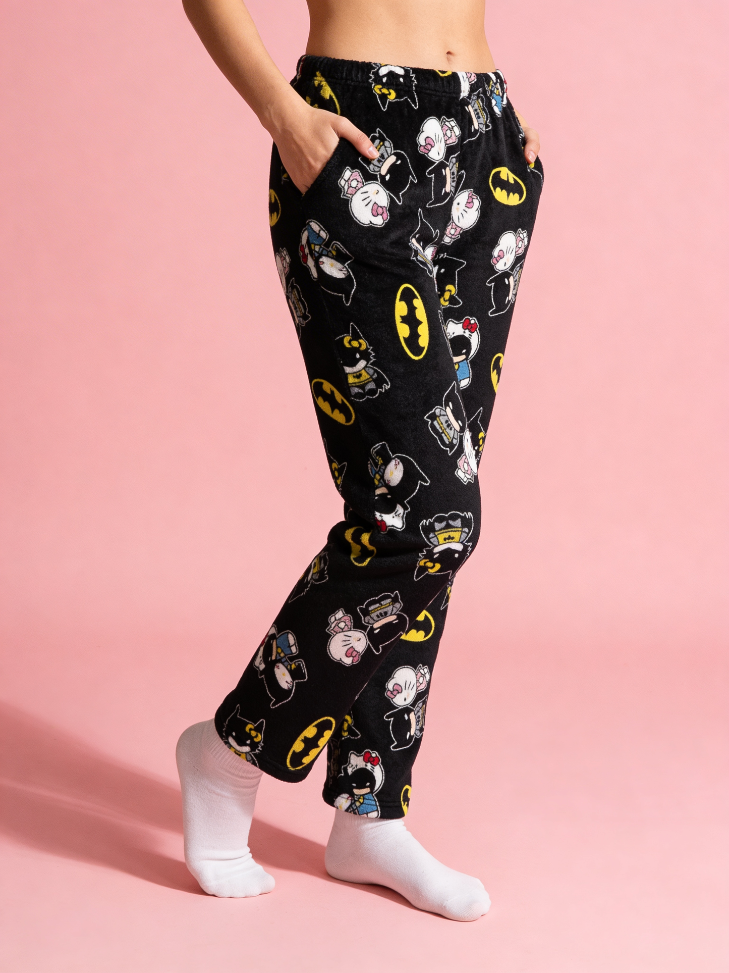 Spodnie piżamowe Batman X Hello Kitty – czarne