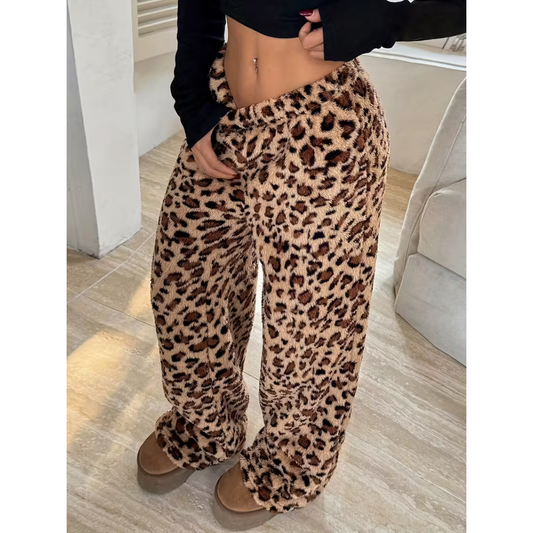 Spodnie piżamowe w panterkę – brązowe