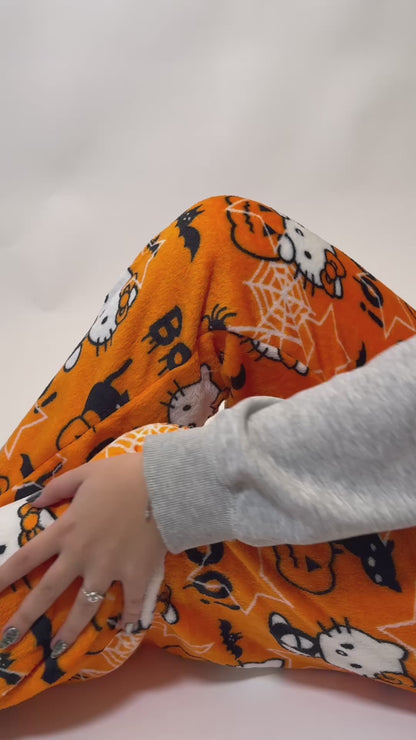 Spodnie piżamowe Hello Kitty – Halloween/Pomarańczowe