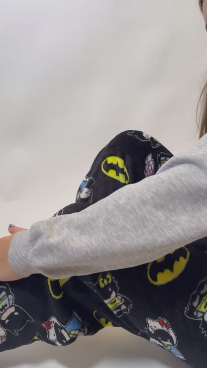 Spodnie piżamowe Batman X Hello Kitty – czarne