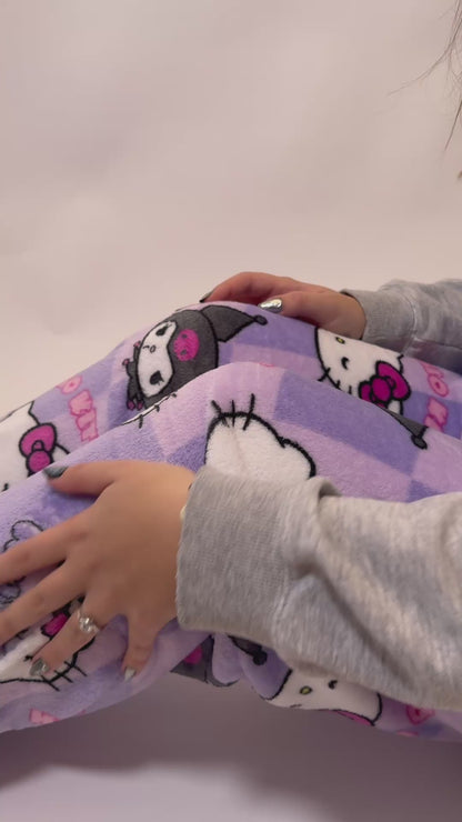 Spodnie piżamowe Hello Kitty X Kuromi – fioletowe